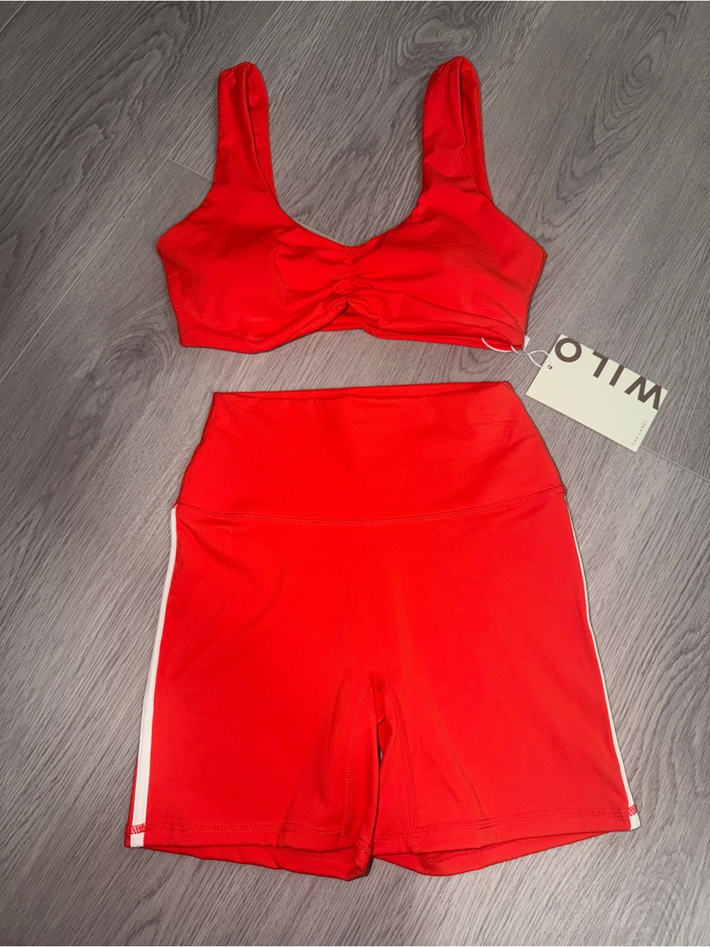 WILO Red Athletic Shorts Set - High-Waist Bike Shorts & Sports Bra